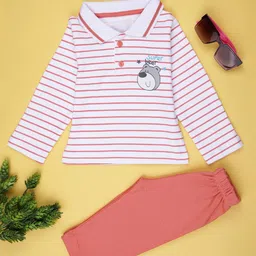 V-Mart Boys Striped Polo Collar T-shirt With Shorts-picture-28