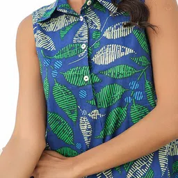 Janasya Women Pure Cotton Tropical Printed A-line Dress image 4