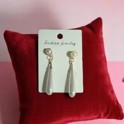 CIKIT Pearls Studded Teardrop Shaped Drop Earrings-picture-53