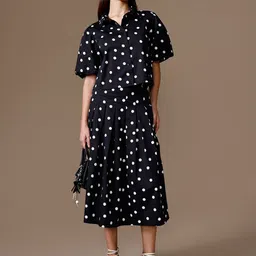 Kazo Women Polka Dots Printed A-Line Pip Midi Skirt image 4