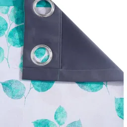 Aura White & Green Set of 2 Floral Black Out Window Curtain image 4