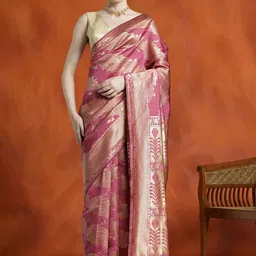 SHADOW & SAINING Woven Design Zari Silk Blend Banarasi Saree-picture-18