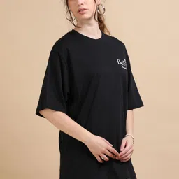 MORSE CODE Typography Printed Oversized Pure Cotton T-shirt image 5