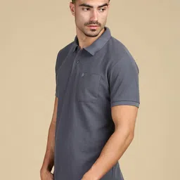 LUX PARKER Men Pack of 2 Anti Odour Solid Polo Collar Cotton T-shirts image 5