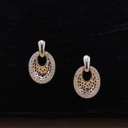 JYONA Rose Gold-Plated American Diamond & CZ Studded Oval Shaped Drop Earrings-image-77