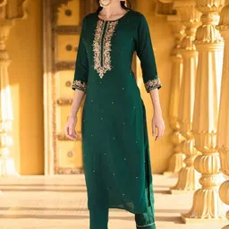 AG TEXTILE Women Ethnic Motifs Embroidered Regular Thread Work Kurta with Trousers & With Dupatta-picture-28