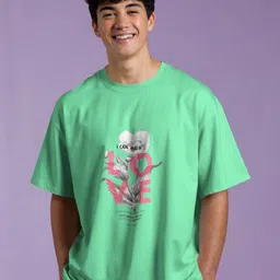 Silver Moon Clothing Men Typography Printed Round Neck Cotton Oversized T-shirt image 5