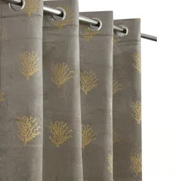 GEET CREATIONS Grey Set of 2 Floral Room Darkening Long Door Curtain image 3