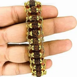 Divine souvenirs Unisex Gold Plated Rudraksha Beaded Bracelet-picture-17
