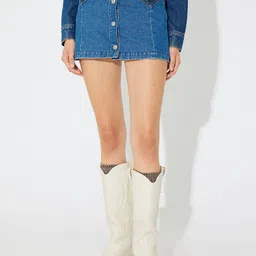 Koton Women Pure Cotton A-Line Mini Skirt-picture-17