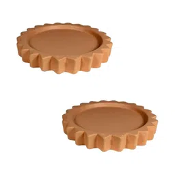 LASAKI Celty 2Pcs Brown Ceramic Lightweight Round Flower Planter Trays-image-37
