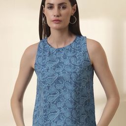 anouk rustic Anouk Blue Paisley Printed Cotton Top-picture-12