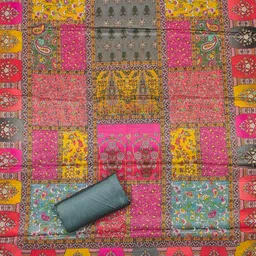 BlissFlair Floral Printed Beads & Stones Unstitched Dress Material image 2