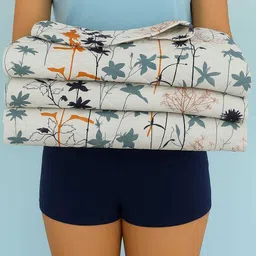 rumps Cotton, Microfiber King Fitted (Elastic) 350 TC Self Design Bedsheet image 5