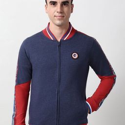 Peter England Casuals Men Colourblocked High Neck Zipper Sweatshirt-picture-6