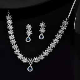 Anouk Silver-Plated Stainless Steel American Diamond Jewellery Set-image-57