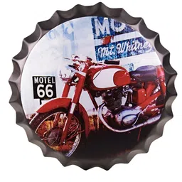 eazy wagon Black & Red Printed Metal Bottle Caps Wall Hangings image 2