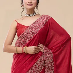 Vervee Couture Embellished Beads and Stones Tissue Saree image 2