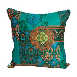 TARA- Sparkling Homes Blue & Yellow Set of 2 Ethnic Motifs Velvet Square Cushion Covers image 3