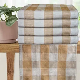 Athom Living Beige & White 5 Printed Cotton 210 GSM Bath Towel-picture-18