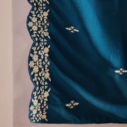 Sangria Women Morpich Chinon Silk Embroidered Kurta with Trousers & With Dupatta image 4