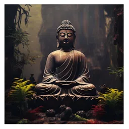 Myntra Elegant Homes Brown & Black Buddha Printed Canvas Wall Art image 3