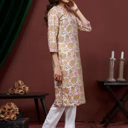 KALINI Botanical Printed V-Neck Kurti image 2