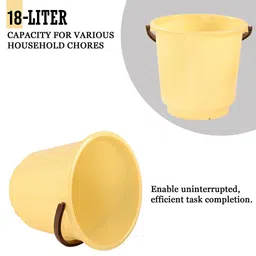 Kuber Industries Cream-Coloured & Brown 3 Pieces Bathroom Buckets-18 L image 3