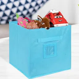 prettykrafts Blue Collapsible Storage Organiser With Handles image 1
