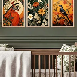 Kotart Brown & Red 3 Pieces Floral And Botanical Wooden Wall Arts image 4