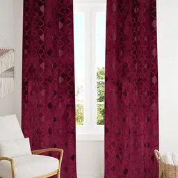 B' Decorlish Purple 2 Pieces Ethnic Motifs Printed Room Darkening Velvet Door Curtain-image-41