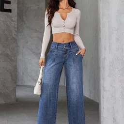 ROBECULT COLLECTION Women Loose Wide Leg High-Rise Light Fade Acid Wash Stretchable Jeans image 5