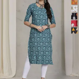 7Threads Women Pack Of 6 Ethnic Motifs Printed Daily Straight Kurtas-image-65