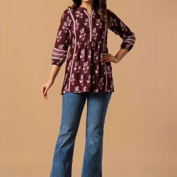 Aasira Floral Print Mandarin Collar Top-picture-20