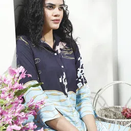 Boho By Athena Printed Linen Shirt With Trousers image 5