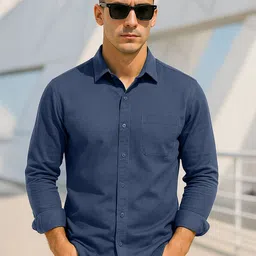 VEIRDO Spread Collar Roll-Up Sleeves Classic Pure Cotton Casual Shirt-picture-31