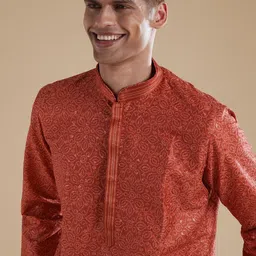 KALKI Fashion Men Ethnic Motifs Printed Regular Sequinned Kurta with Pyjamas image 5