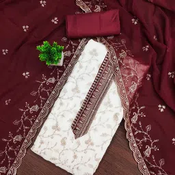 Panzora Embroidered Unstitched Dress Material-picture-14