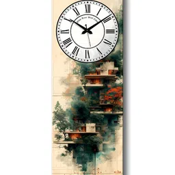 OLIVE TREE Beige & Black Printed Wooden Contemporary Rectangle Shaped Wall Clock image 3