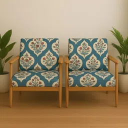 STITCHNEST Blue Printed 4 Piece Printed Lycra Sofa Cover-image-22