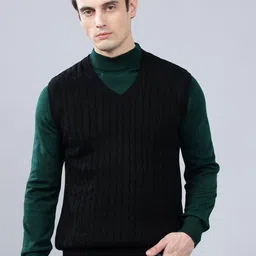 Cantabil Men Cable Knit Sweater Vest-image-93