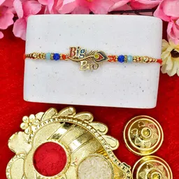 MEIRA JEWELLERY Set Of 2 Rakhi With Roli Chawal & Greetings Card image 2