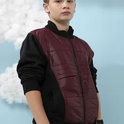 Instafab Boys Camouflage Colourblocked Mandarin Collar Lightweight Cotton Biker Jacket image 5