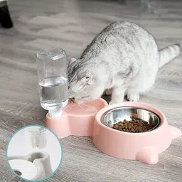 godworks 2 In1 Pet Feeder Food and Water Dispenser Plastic Pet Bowl & Bottle image 3