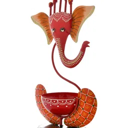 CRAFTAM Red & Yellow Ganesha Tealight Holder image 4