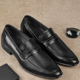 Metro Men Textured Pointed Toe Formal Slip-On Shoes image 1