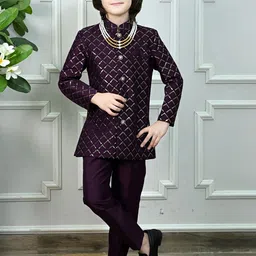 ahhaaaa Boys Jodhpuri Bandhgala Suit Set With Mala-picture-30