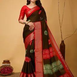KAYOMMI Ethnic Motifs Printed Zari Banarasi Saree-picture-27