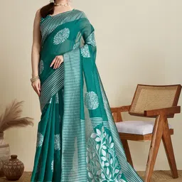 HEER FASHION Ethnic Motifs Zari Silk Blend Saree-picture-35