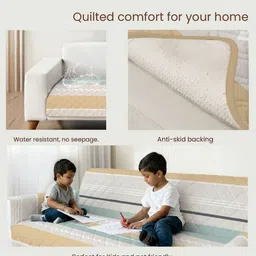 URBAN SPACE Beige & Multicoloured Printed Polyester 1 Piece Sofa Cover image 3